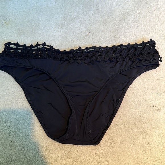 Ale by Alessandra Free Spirit Crochet-Trim Bikini Bottom in Black - Picture 3 of 6